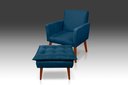 Ver imagem 1 de Kit Poltrona Nina com Puff Opala Suede Azul Marinho - Pandora Decor - Casa da Poltrona
