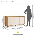 Ver mais imagens de Buffet 3 Portas 2 Prateleira Pampulha Marrom/Cinamomo/Off White