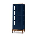 Ver imagem 1 de Cristaleira 2 Portas e Laterais em Vidro 1 Gaveta Pés Luis Xv Madeira - Laca Azul Bic/imbuia