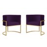 Kit 2 Poltronas Decorativa Sala Estar Recepção Escritório Luana Base Gold Veludo Roxo - Montanaris - 1