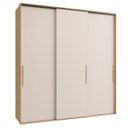 Ver imagem 2 de Guarda Roupa 3 Portas de Correr London Marrom/Carvalho Nature/Off White