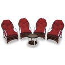 Ver imagem 1 de Conjunto de Poltronas Fibra Sintética Pequim Alumínio - 4 Poltronas + 1 Mesa Centro - Tecido Duna Ve