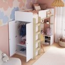 Ver imagem 6 de Cama Elevada Multifuncional com Armário e Escrivaninha Branco/Carvalho Araguaia