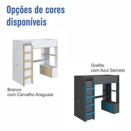 Cama Elevada Multifuncional com Armário e Escrivaninha - 10