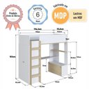 Ver mais imagens de Cama Elevada Multifuncional com Armário e Escrivaninha Branco/Carvalho Araguaia