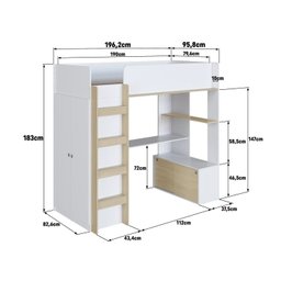 Cama Elevada Multifuncional com Armário e Escrivaninha - 6
