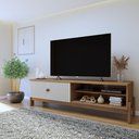 Ver imagem 3 de Rack para TV até 55 Polegadas MDF 164,5cm Frisado Ouro Preto Bege