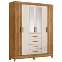 Ver imagem 2 de Guarda Roupa Casal Espelho 6p 165 Cm Aruba Freijo Off White Friso Moval