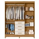 Ver imagem 3 de Guarda Roupa Casal Espelho 6p 165 Cm Aruba Freijo Off White Friso Moval