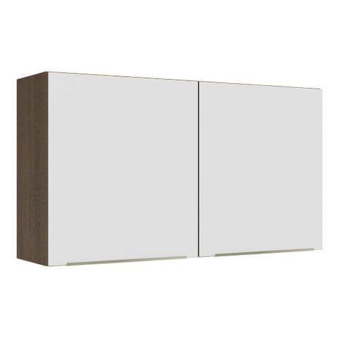Armário Aéreo Madesa Lux 120 cm 2 Portas Rustic/Branco Veludo