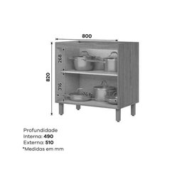Bancada Ilha Cozinha Balcão Gourmet Requinte C/ 3 Portas 145cm Nature/areia - Henn - 4