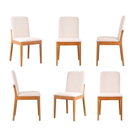 Kit 6 Cadeiras Sala de Jantar Pequi CabeCasa MadeiraOriginals