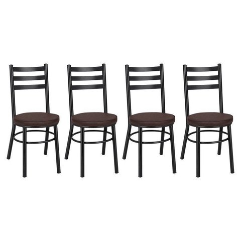Conjunto 4 Cadeiras para Sala de Jantar Debrum Pintada Preto/Marrom