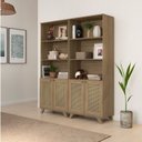 Ver imagem 1 de Kit 2 Estantes Multiuso para Livros e Decoração Palinha 140cm Bege