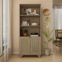 Ver imagem 3 de Kit 2 Estantes Multiuso para Livros e Decoração Palinha 140cm Bege
