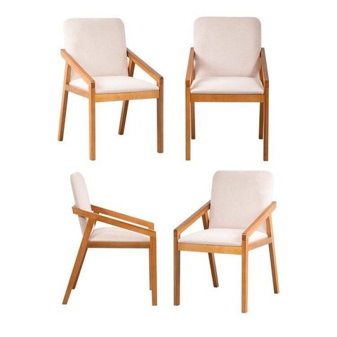 Kit 4 Cadeiras Sala de Jantar Pequi com Braço CabeCasa MadeiraOriginals