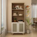 Ver imagem 3 de Conjunto 2 Estantes Multiuso Livros 100% MDF 140cm Palhinha Marrom
