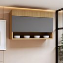 Ver imagem 1 de Armário Aéreo 1 Porta Basculante e Nicho 120cm 100% MDF Realeza Premium Cinza/Carvalho/Titânio