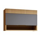 Ver imagem 2 de Armário Aéreo 1 Porta Basculante e Nicho 120cm 100% MDF Realeza Premium Cinza/Carvalho/Titânio