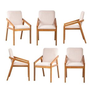 Kit 6 Cadeiras Sala de Jantar Pequi com Braço CabeCasa MadeiraOriginals