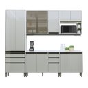Ver imagem 5 de Cozinha Modulada Completa 5 Peças 270cm com Vidro Reflecta e Tampo Linea Luciane Móveis