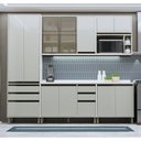 Ver imagem 1 de Cozinha Modulada Completa 5 Peças 270cm com Vidro Reflecta e Tampo Linea Luciane Móveis
