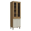 Ver imagem 3 de Paneleiro Duplo de 70 cm 4 Portas MDP Bege/Ipê/Cristalo