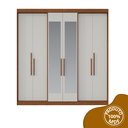 Ver imagem 3 de Guarda Roupa Casal 6 Portas Lugano MDF com Espelho Marrom/Carvalho Vermontt/Off White