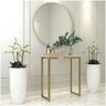 Escrivaninha Aparador Mesa Corredor 68cm X 30cm Pés Dourado Cor:off-white - 2