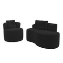 Ver imagem 1 de Kit Sofá e Poltrona Orgânica Living Bob com Almofadas Bouclê Preto - Abmaza