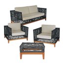 Ver imagem 1 de Jogo de Sofá 2 Lugares + 2 Poltronas Fibra Sintética Área Externa Jardim Piscina