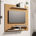 Ver imagem 1 de Painel Osiris para Tvs de até 32" com 3 Praleteiras Moderno:ripado/branco