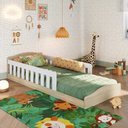 Ver imagem 1 de Cama de Chão Montessoriana de Solteiro Linha Encanto Branco/Carvalho
