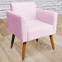 Ver imagem 2 de Poltrona Decorativa Isabella Pés Palito Madeira Suede Rosa Bebê - Gran Belo