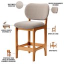 Ver imagem 4 de Kit 04 Banquetas Baixa Bar Cozinha e Sala de Jantar Fixa Betta L02 Imbuia Bouclê Bege - Lyam Decor