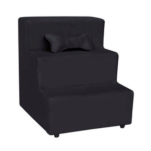 Escada Pet Almofadada 3 Degraus para Cães e Gatos: Veludo Preto