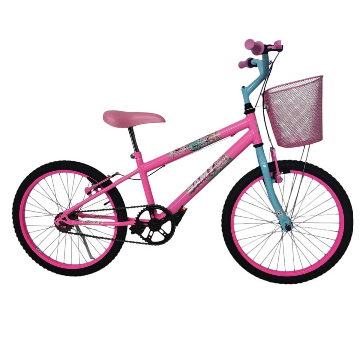 Bicicleta Aro 20 Feminina Samy Rosa Neon 2024 | MadeiraMadeira