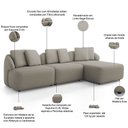 Ver imagem 3 de Sofá 4 Lugares com Chaise Direito Sala Living 288cm Arlo F04 Linho Bege Escuro - Lyam Decor
