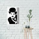 Ver imagem 1 de Quadro Charlie Chaplin Abstrato Preto e Branco 24x18cm:madeira Preta