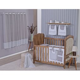 Enxoval de Bebe Kit de Berço Americano Cortina Algodão Menino Menina 8 Peças:chevron Cinza - 1