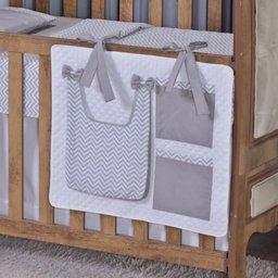 Enxoval de Bebe Kit de Berço Americano Cortina Algodão Menino Menina 8 Peças:chevron Cinza - 5