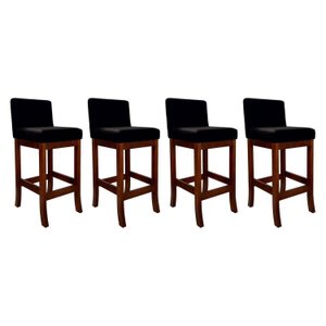 Conjunto 04 Banquetas Alta em Madeira Maciça Nápoles