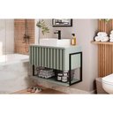 Ver imagem 1 de Balcão P/ Banheiro Suspenso Frisê Havaí Ripado 1pta Basculante C/cuba e Tampo Vidro 80 Cm Cor