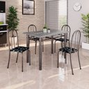 Ver imagem 1 de Conjunto de Mesa Tubular 100cm x 60cm Tampo em Granito com 4 Cadeiras Prata/Preto