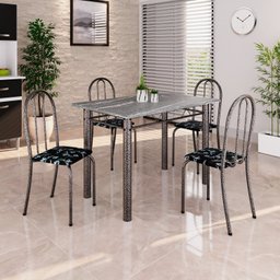 Conjunto de Mesa Tubular 100cm X 60cm Tampo em Granito com 4 Cadeiras - 1