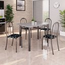 Ver imagem 1 de Conjunto de Mesa Tubular 100cm x 60cm Tampo em Granito com 4 Cadeiras Prata/Preto