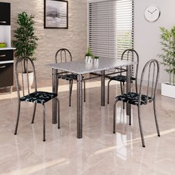 Conjunto de Mesa Tubular 100cm X 60cm Tampo em Granito com 4 Cadeiras - 1