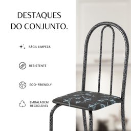 Conjunto de Mesa Tubular 100cm X 60cm Tampo em Granito com 4 Cadeiras - 6