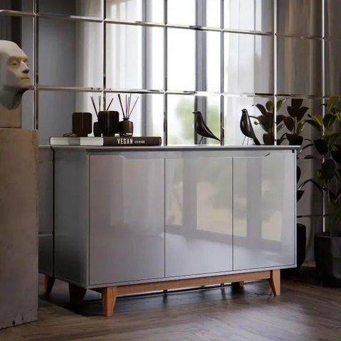 Buffet 3 Portas Flow Cinza