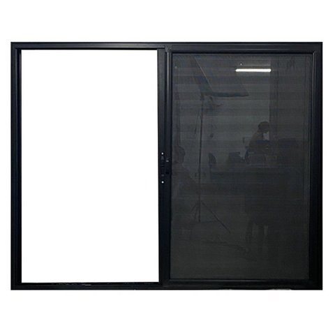 Janela Veneziana 3 Folhas com Tela Mosqueteira Linha 25 120x150 Preto Esquadrias Bergamo